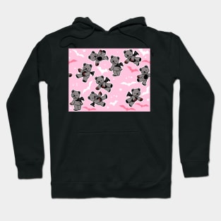 Goth Bears on Pink Hoodie